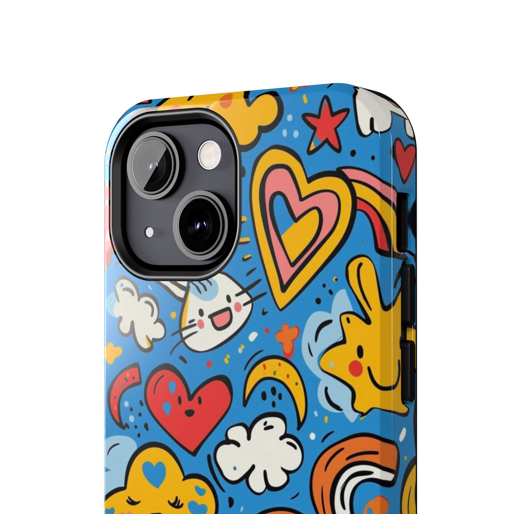 Rainbow Bunnies Doodle Tough Phone Case | iPhone & Galaxy Models