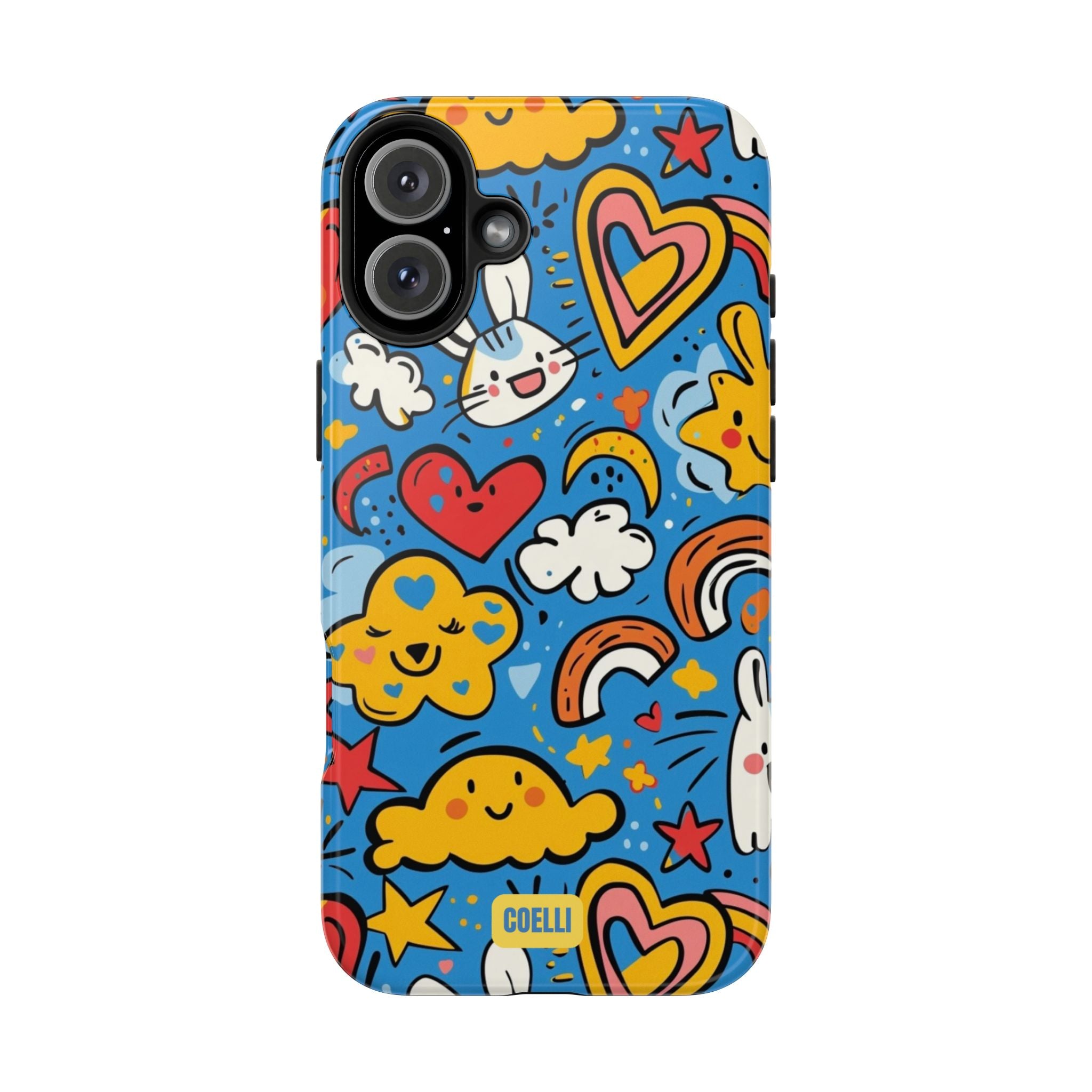 Rainbow Bunnies Doodle Tough Phone Case | iPhone & Galaxy Models