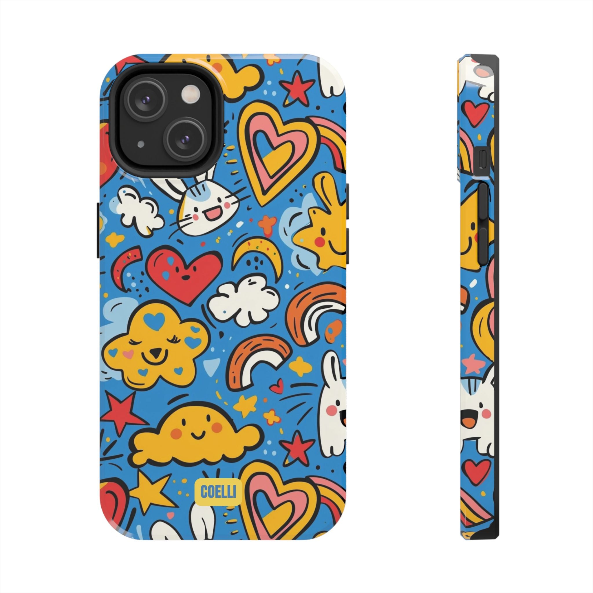 Rainbow Bunnies Doodle Tough Phone Case | iPhone & Galaxy Models