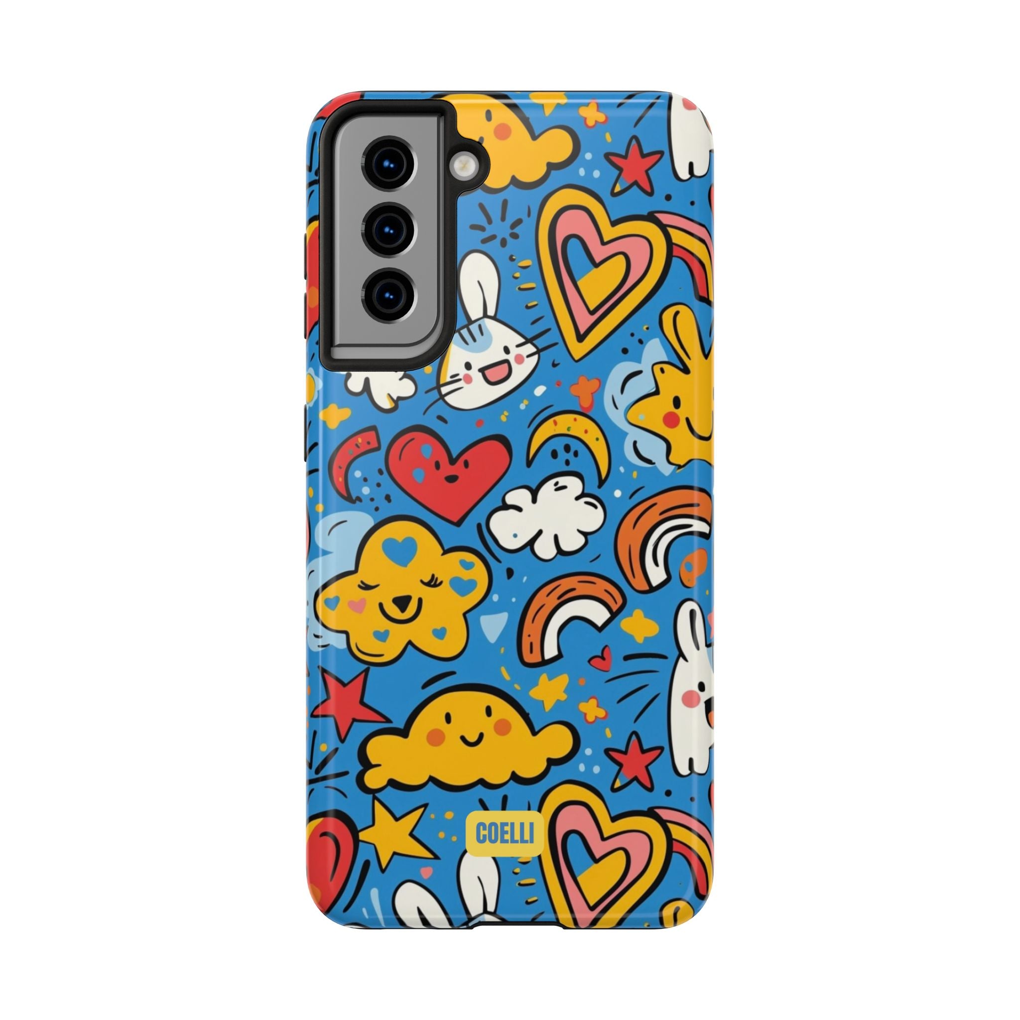 Rainbow Bunnies Doodle Tough Phone Case | iPhone & Galaxy Models
