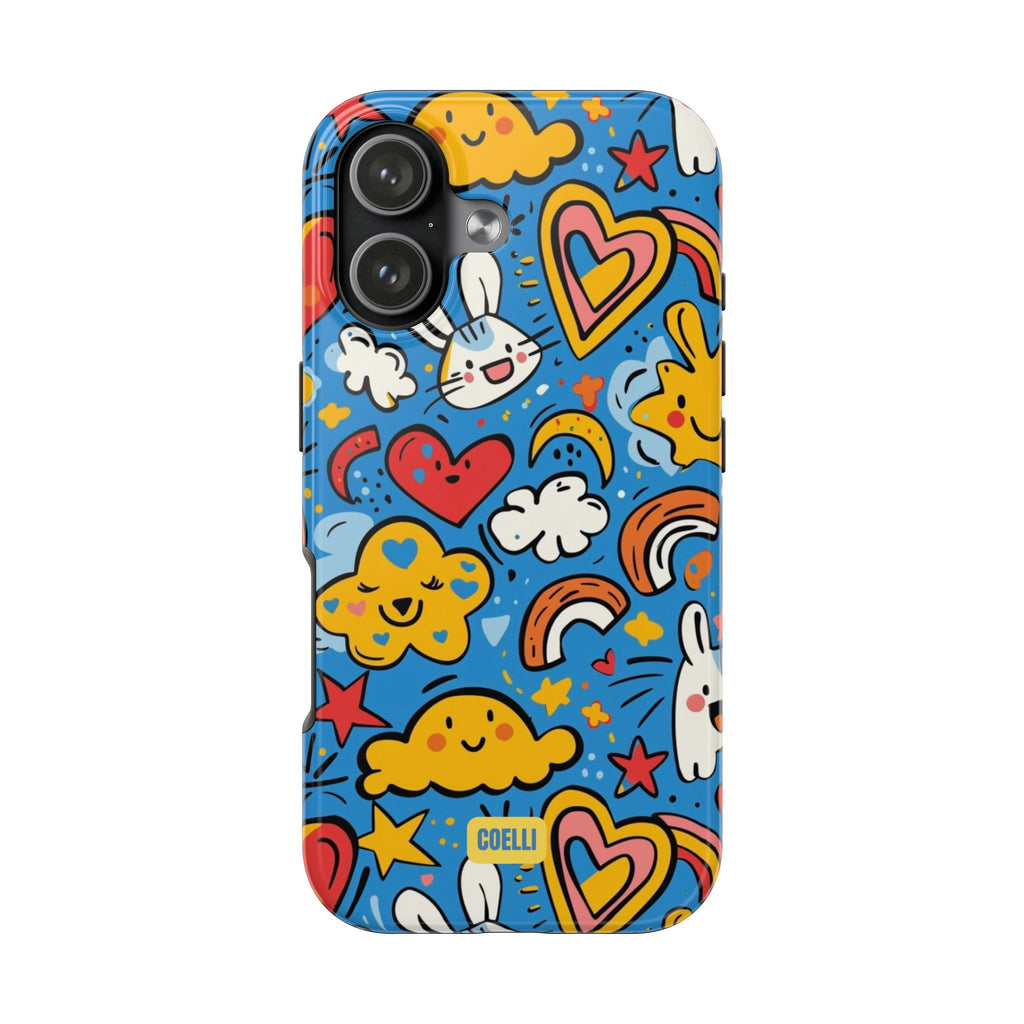 Rainbow Bunnies Doodle Tough Phone Case | iPhone & Galaxy Models