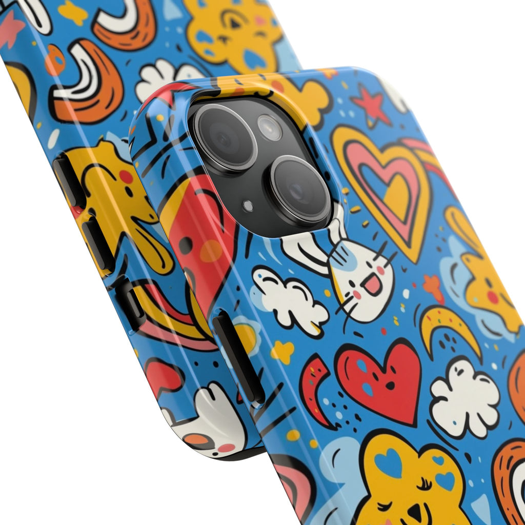 Rainbow Bunnies Doodle Tough Phone Case | iPhone & Galaxy Models