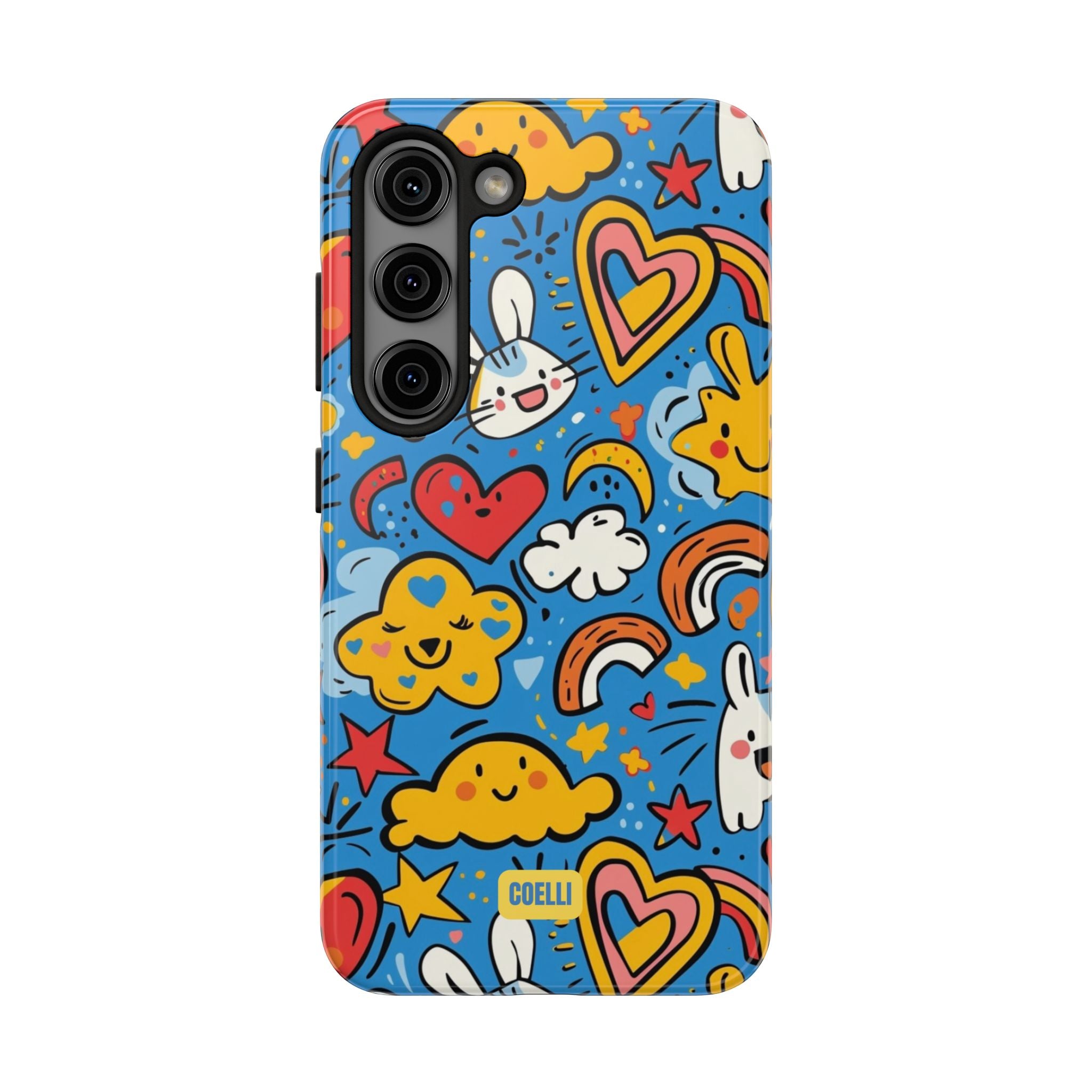 Rainbow Bunnies Doodle Tough Phone Case | iPhone & Galaxy Models