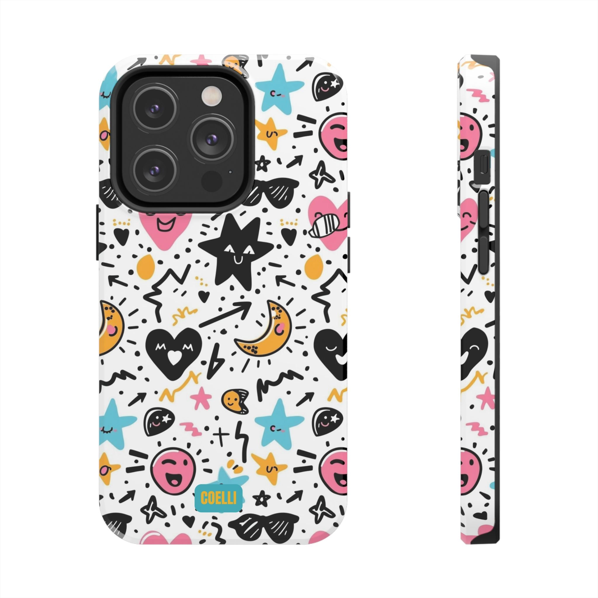 Stars & Hearts Doodle Tough Phone Case | iPhone & Galaxy Models