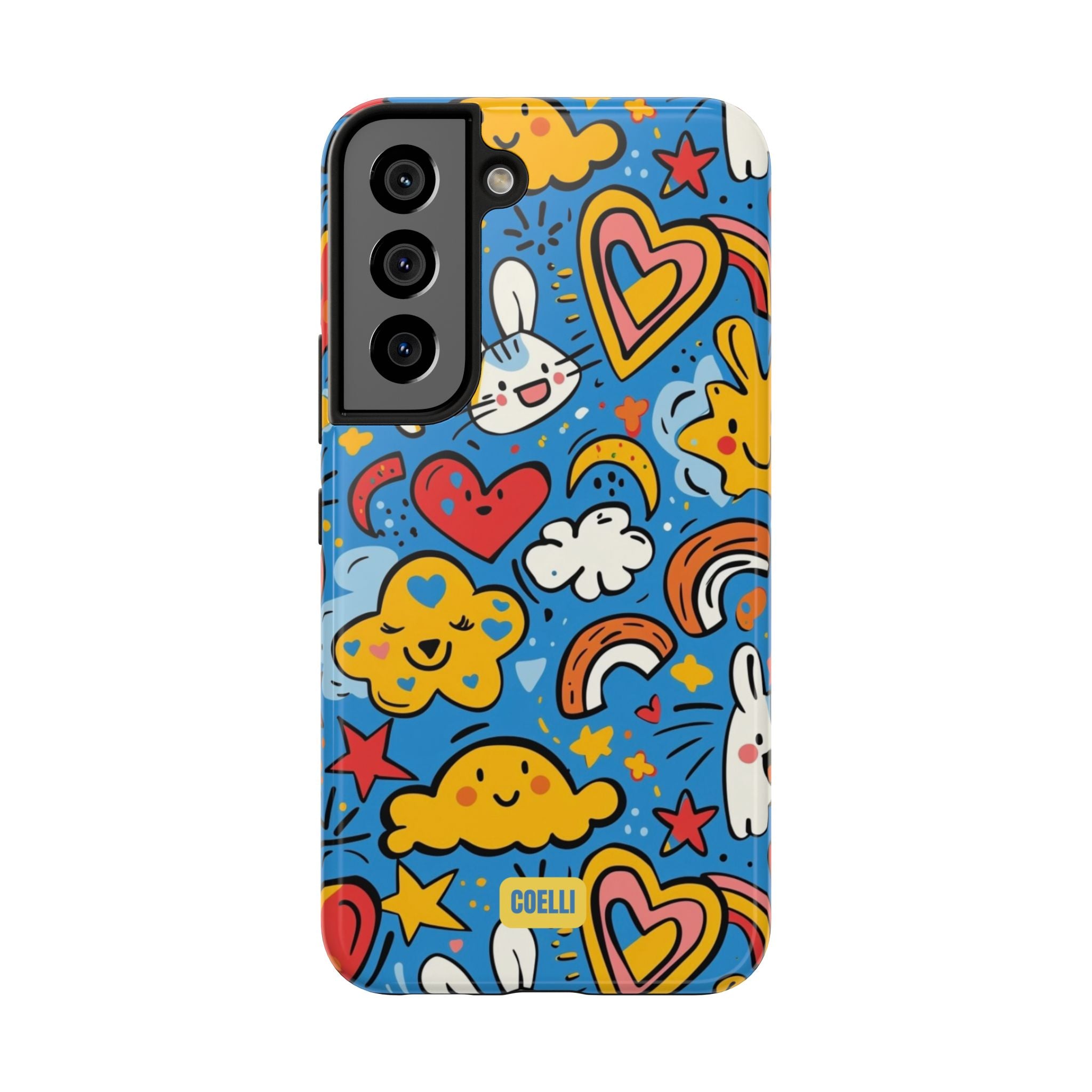 Rainbow Bunnies Doodle Tough Phone Case | iPhone & Galaxy Models