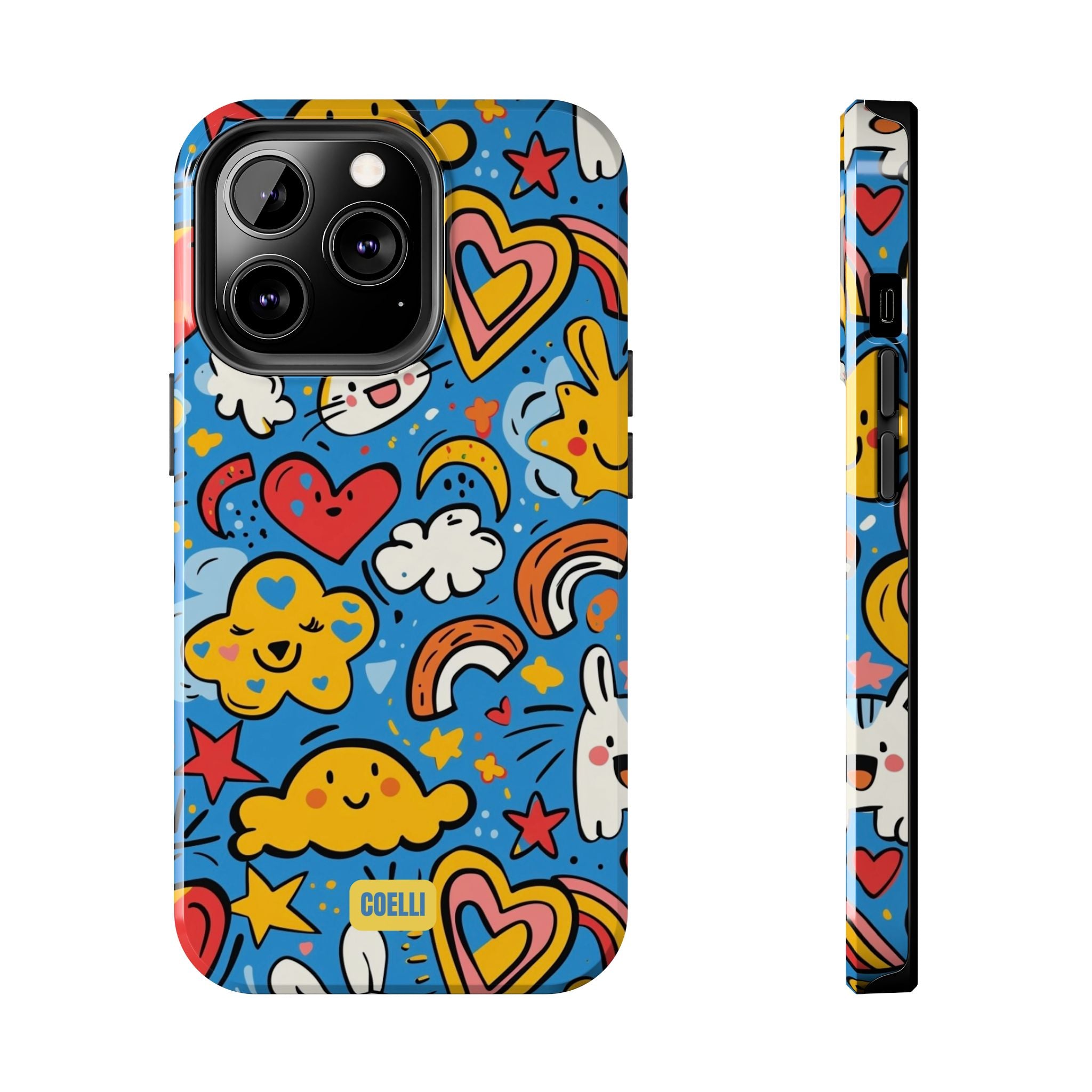 Rainbow Bunnies Doodle Tough Phone Case | iPhone & Galaxy Models