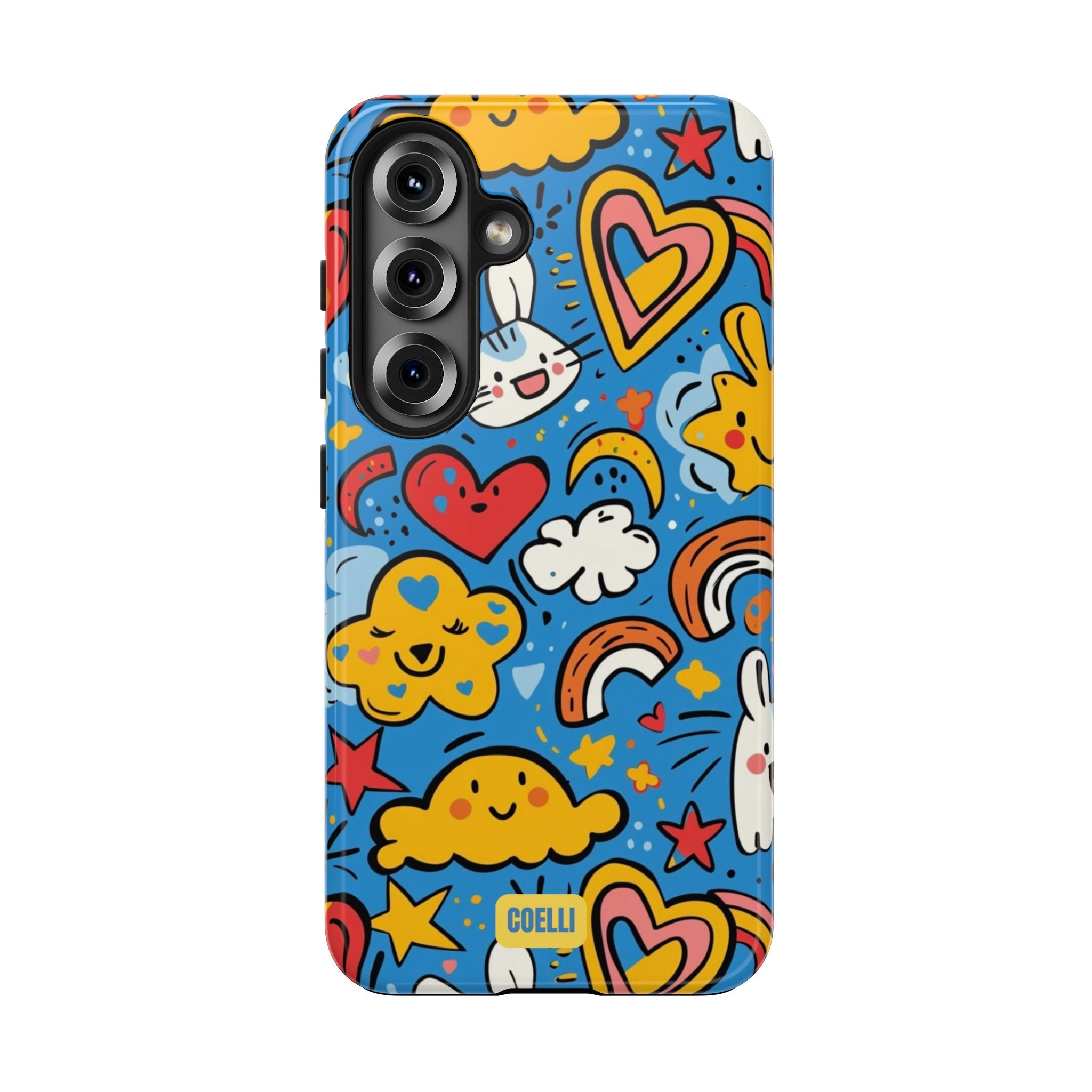 Rainbow Bunnies Doodle Tough Phone Case | iPhone & Galaxy Models