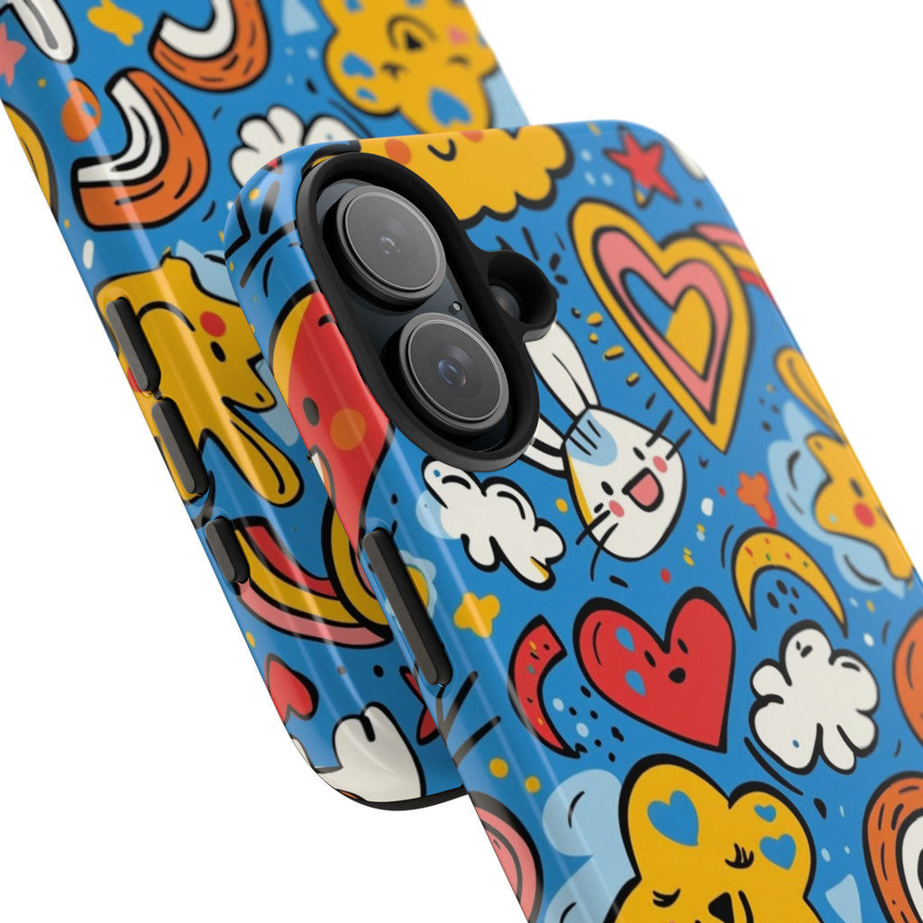 Rainbow Bunnies Doodle Tough Phone Case | iPhone & Galaxy Models