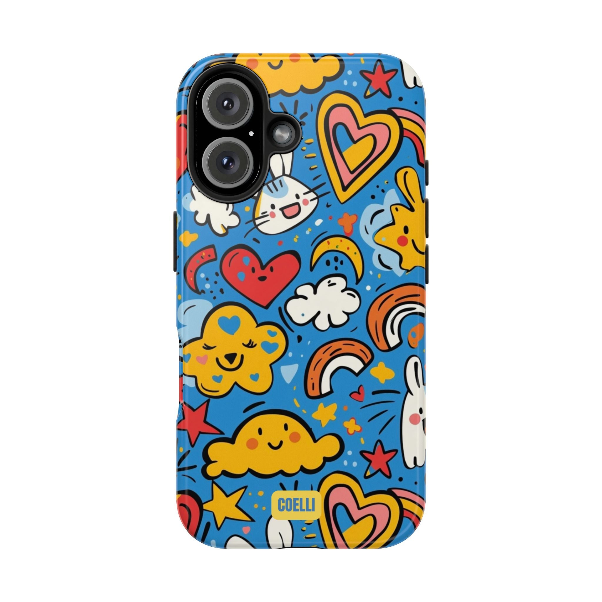 Rainbow Bunnies Doodle Tough Phone Case | iPhone & Galaxy Models
