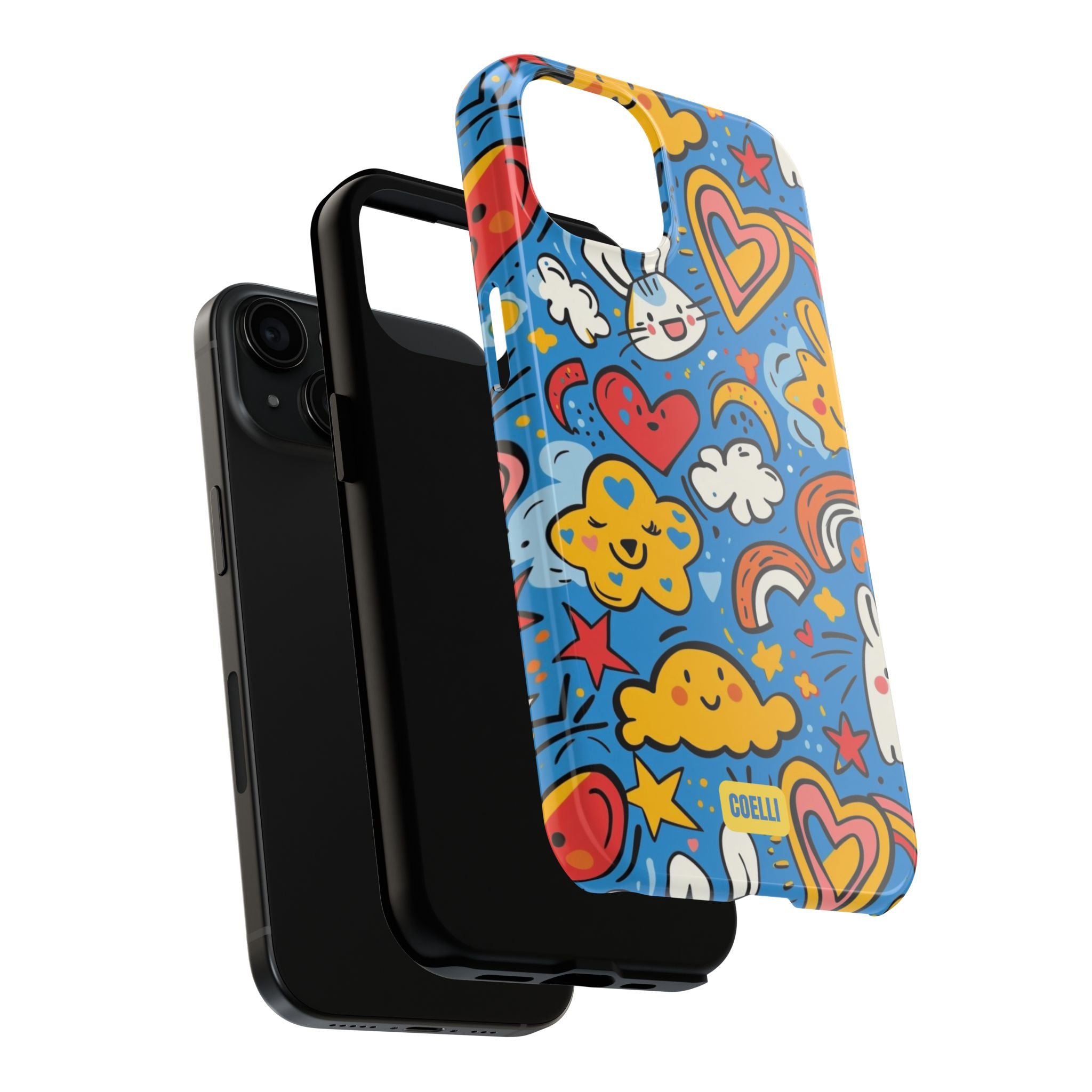 Rainbow Bunnies Doodle Tough Phone Case | iPhone & Galaxy Models
