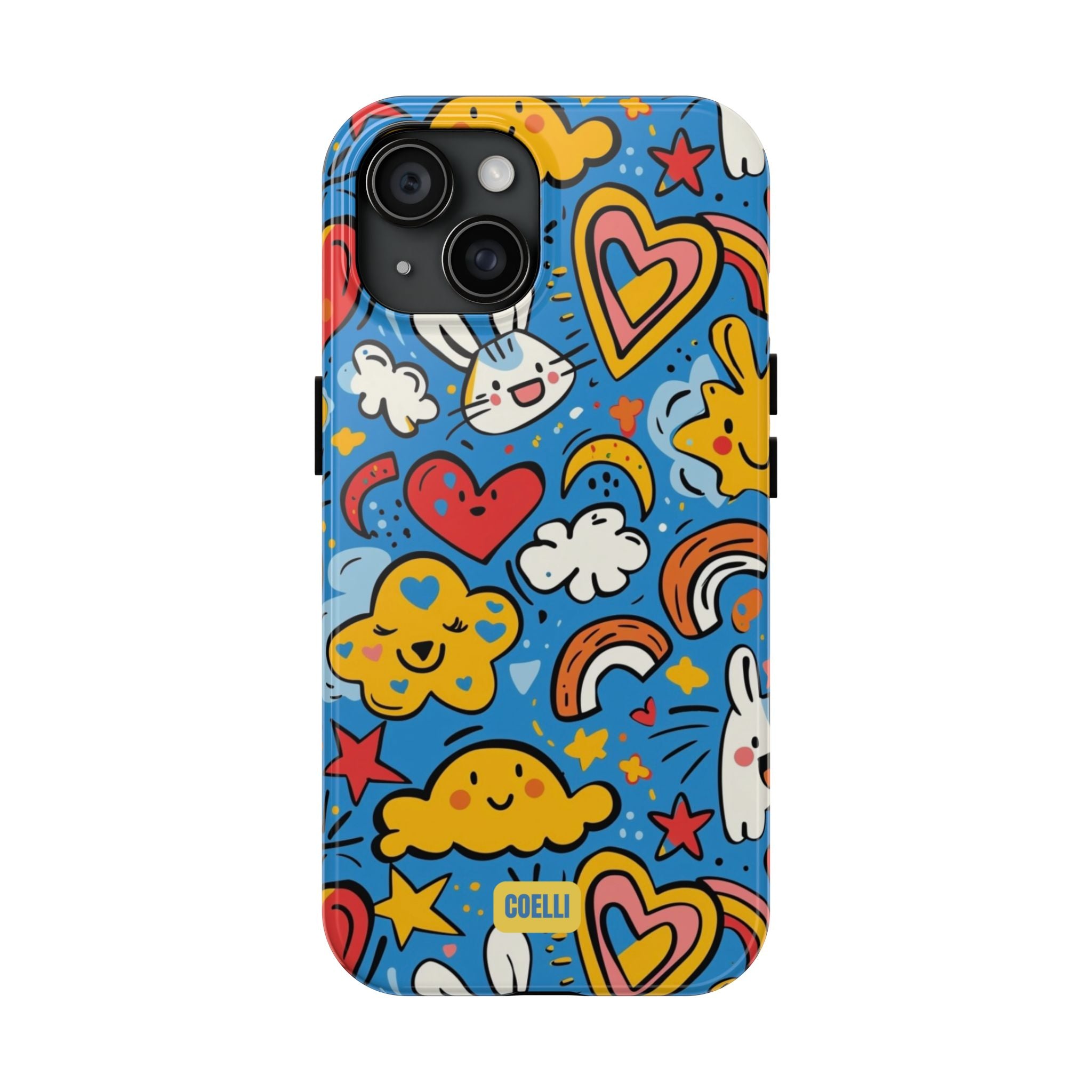 Rainbow Bunnies Doodle Tough Phone Case | iPhone & Galaxy Models