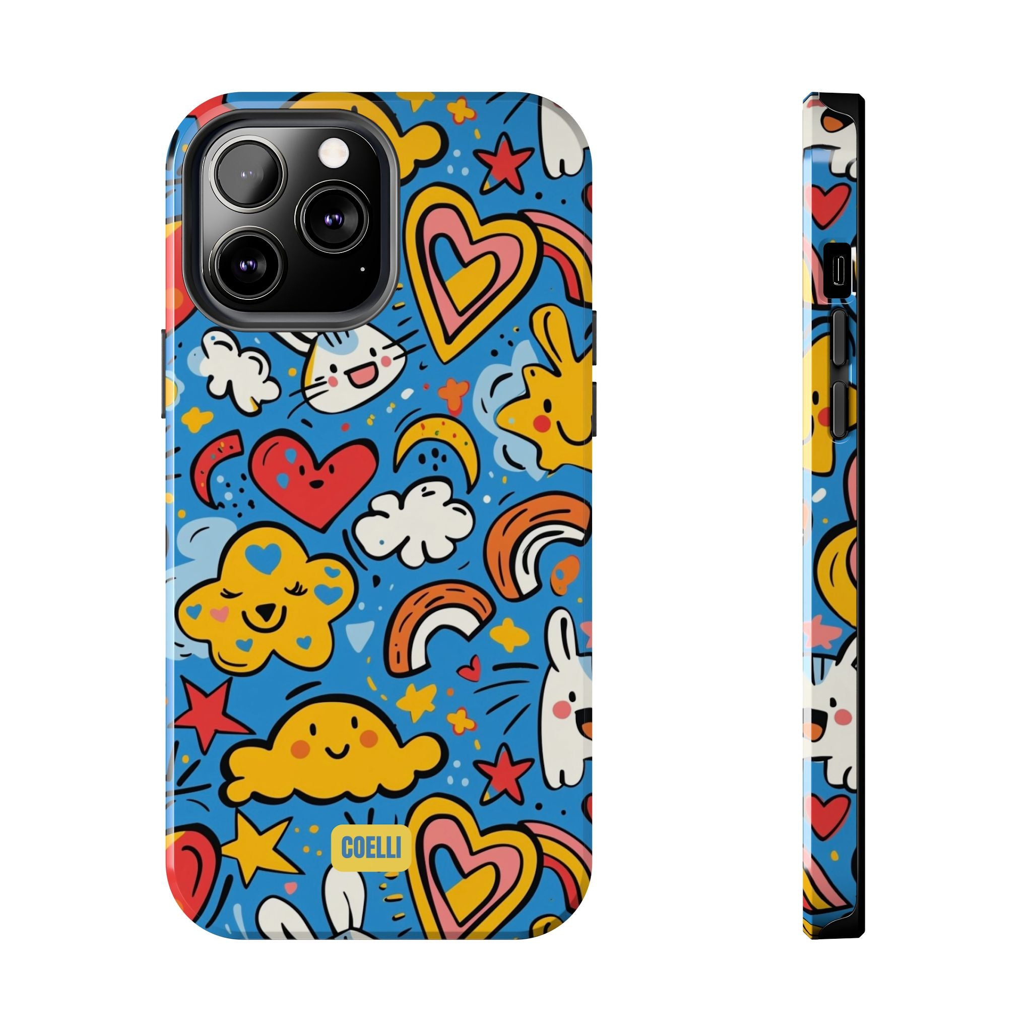 Rainbow Bunnies Doodle Tough Phone Case | iPhone & Galaxy Models