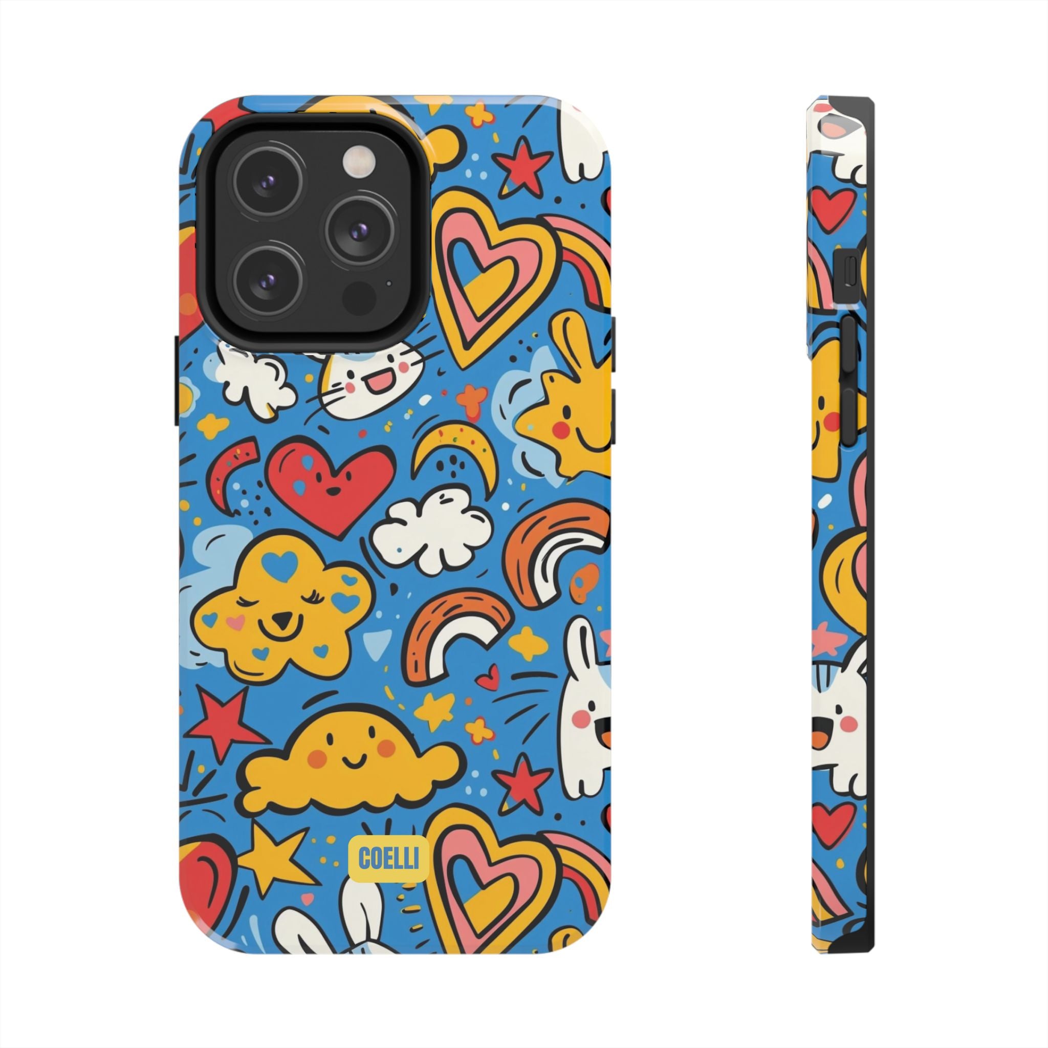 Rainbow Bunnies Doodle Tough Phone Case | iPhone & Galaxy Models