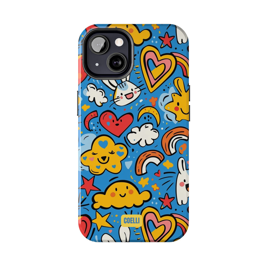Rainbow Bunnies Doodle Tough Phone Case | iPhone & Galaxy Models